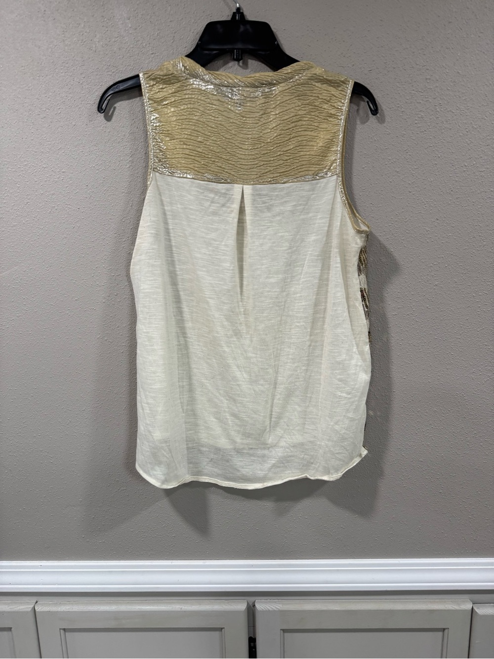 Miss Me Cream Tank with Gold Sequin Stripe Detail - Picture 4 of 5